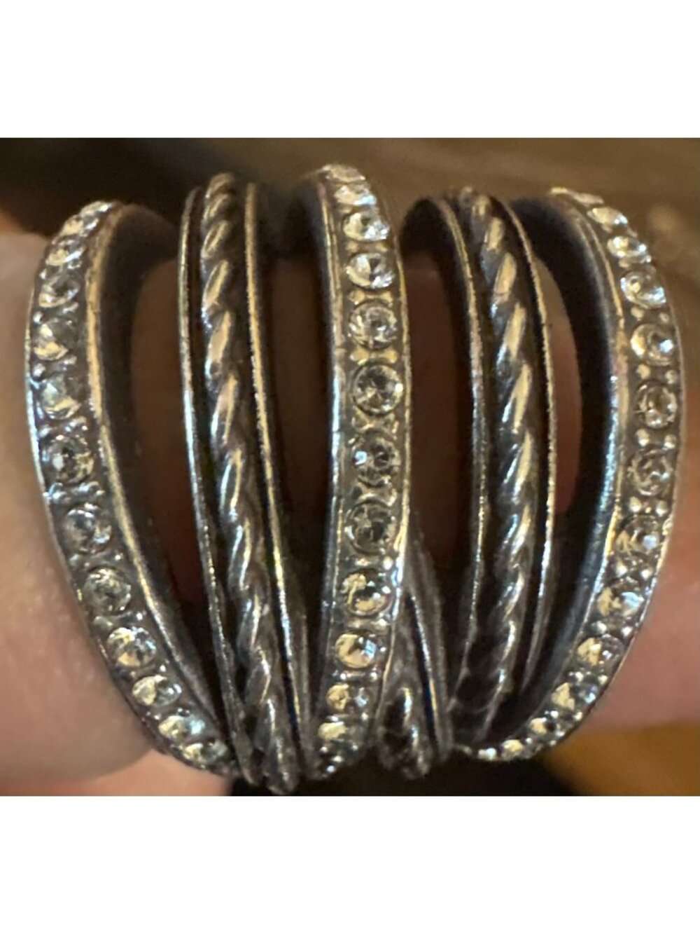 Brighton Neptune Silver Toned Multi Band Twist Ring